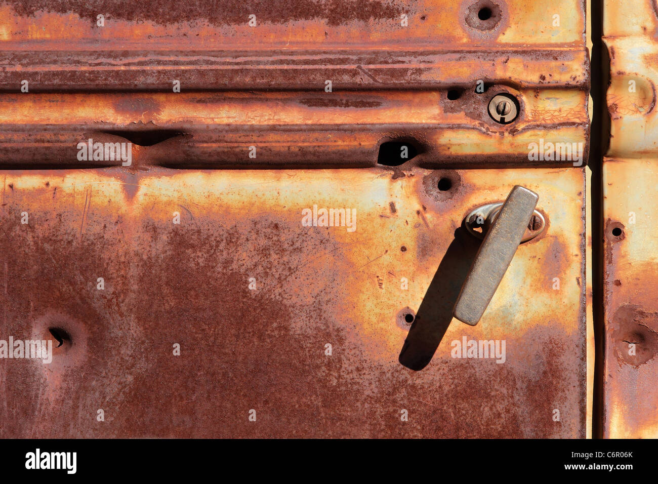 Rusty door of an old pickup truck Stock Photo