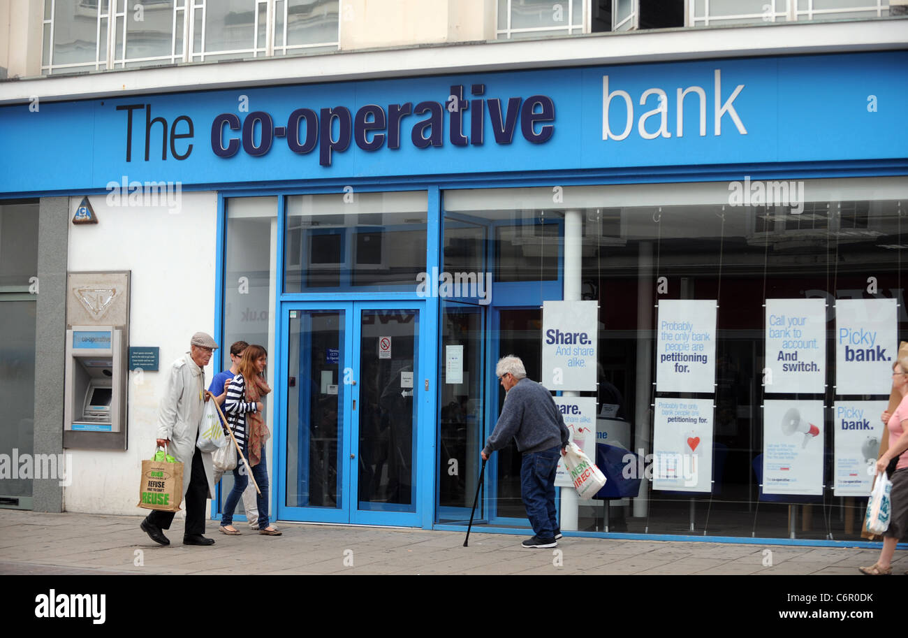 Co-Operative or Co-Op bank front window in Western Road Brighton UK Stock Photo