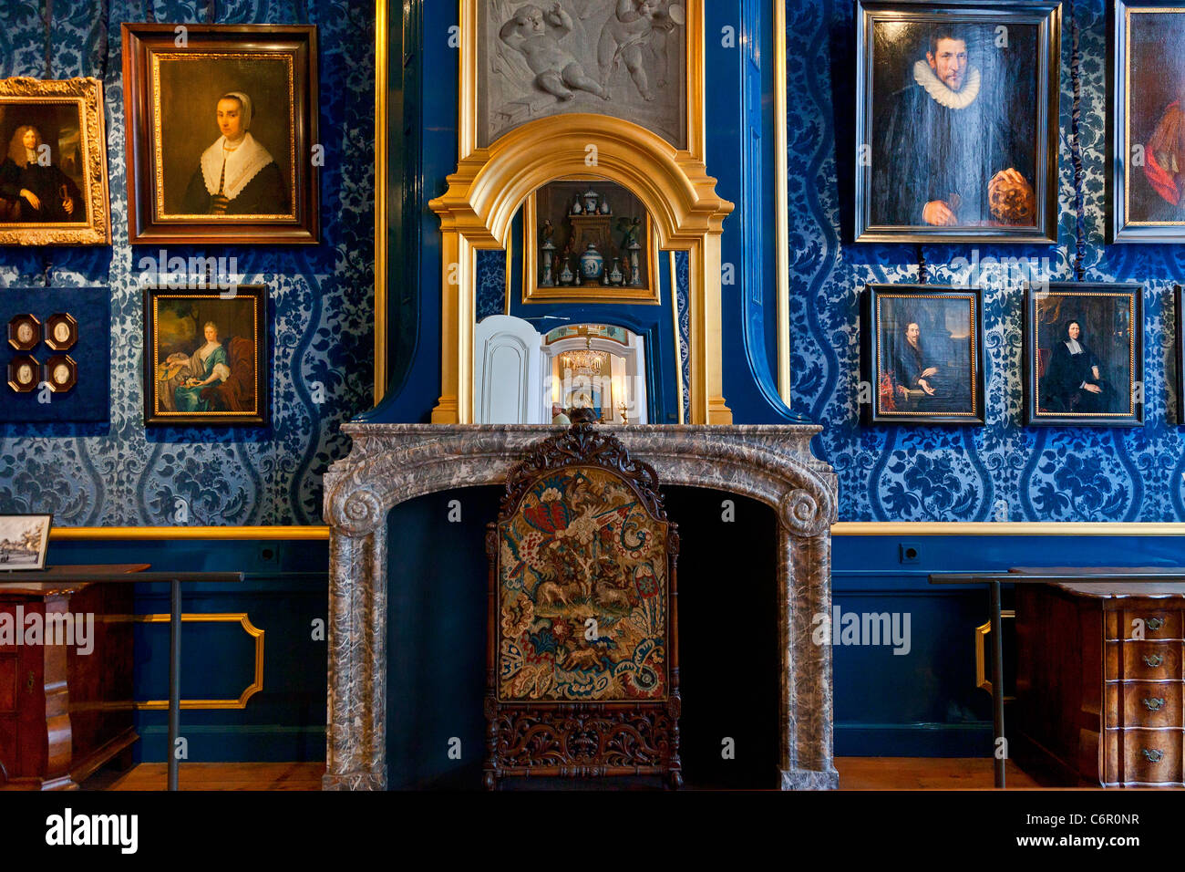 Europe, Netherlands, Amsterdam, Museum Willet-Holthuysen, The Blue Room Stock Photo