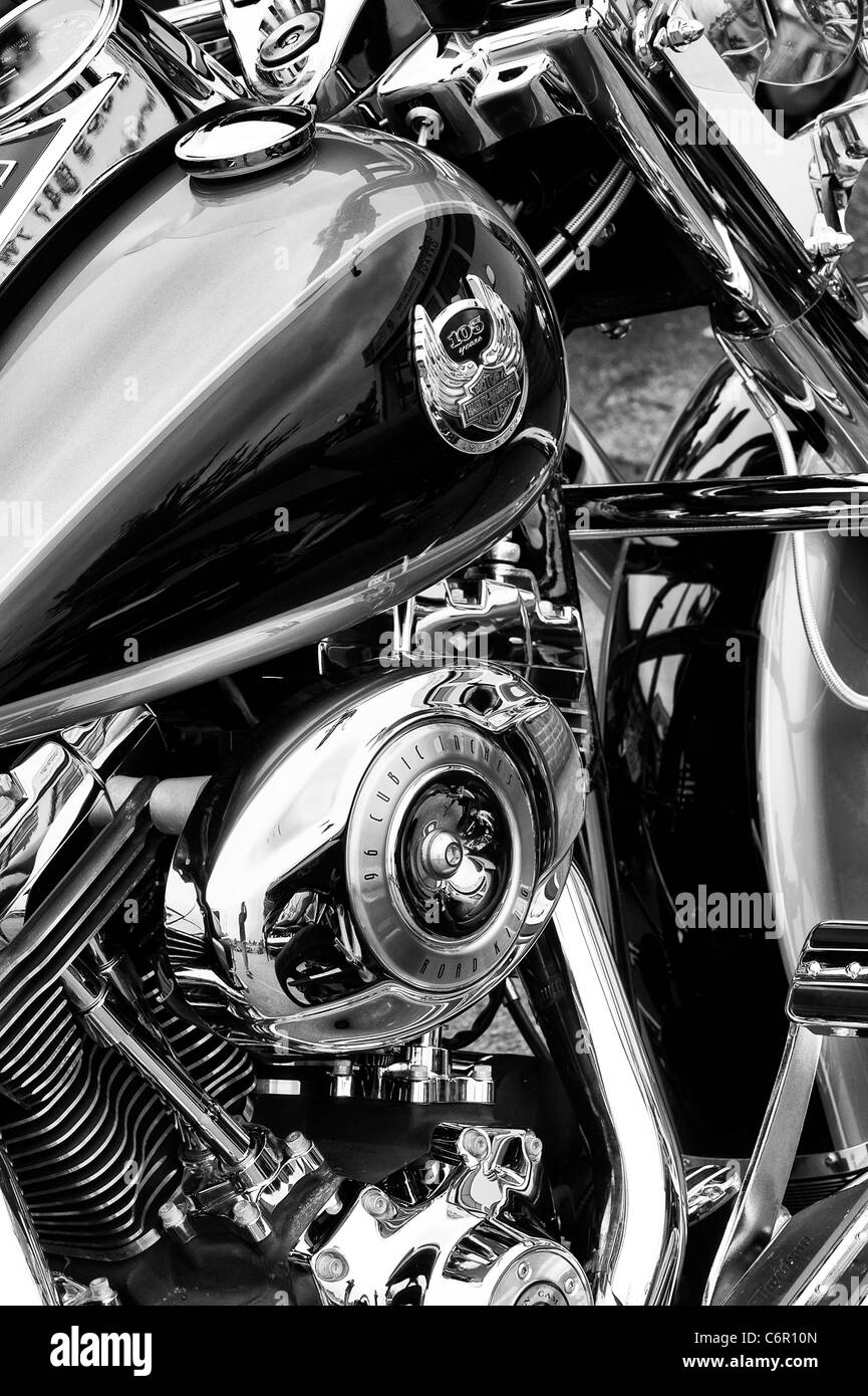 Harley davidson road king motorcycle Black and White Stock Photos