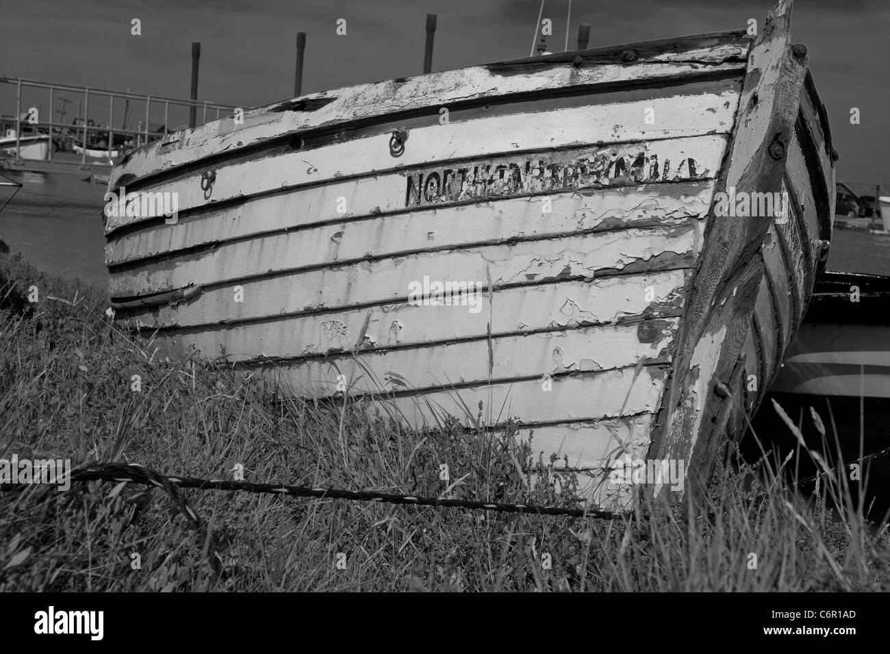 Big fishing boats moored Black and White Stock Photos & Images - Alamy