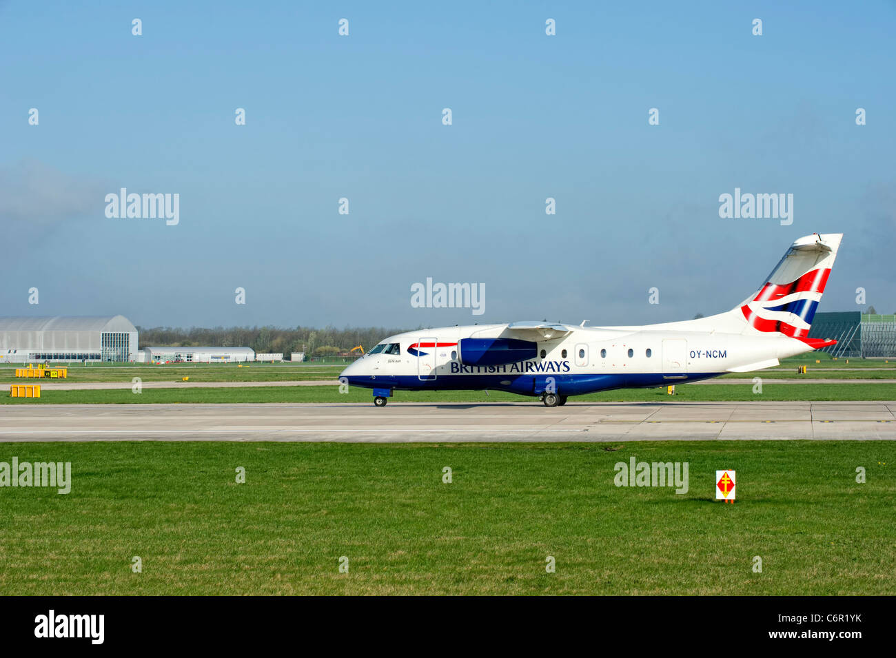 British Airways aircraft prepares for take off at Manchester Airport Stock Photo