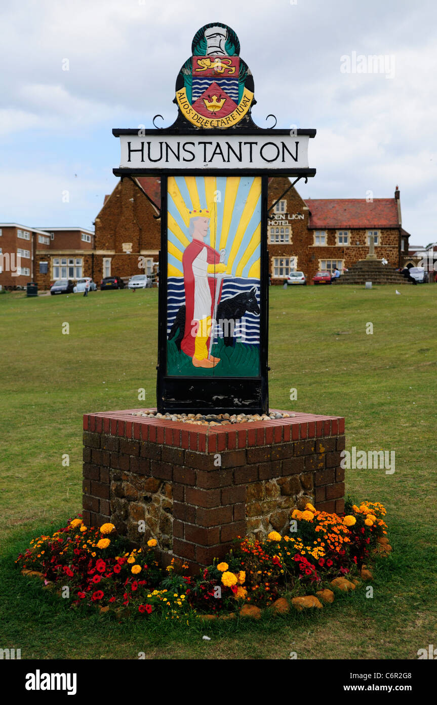 Hunstanton Town Sign, Norfolk, England, UK Stock Photo