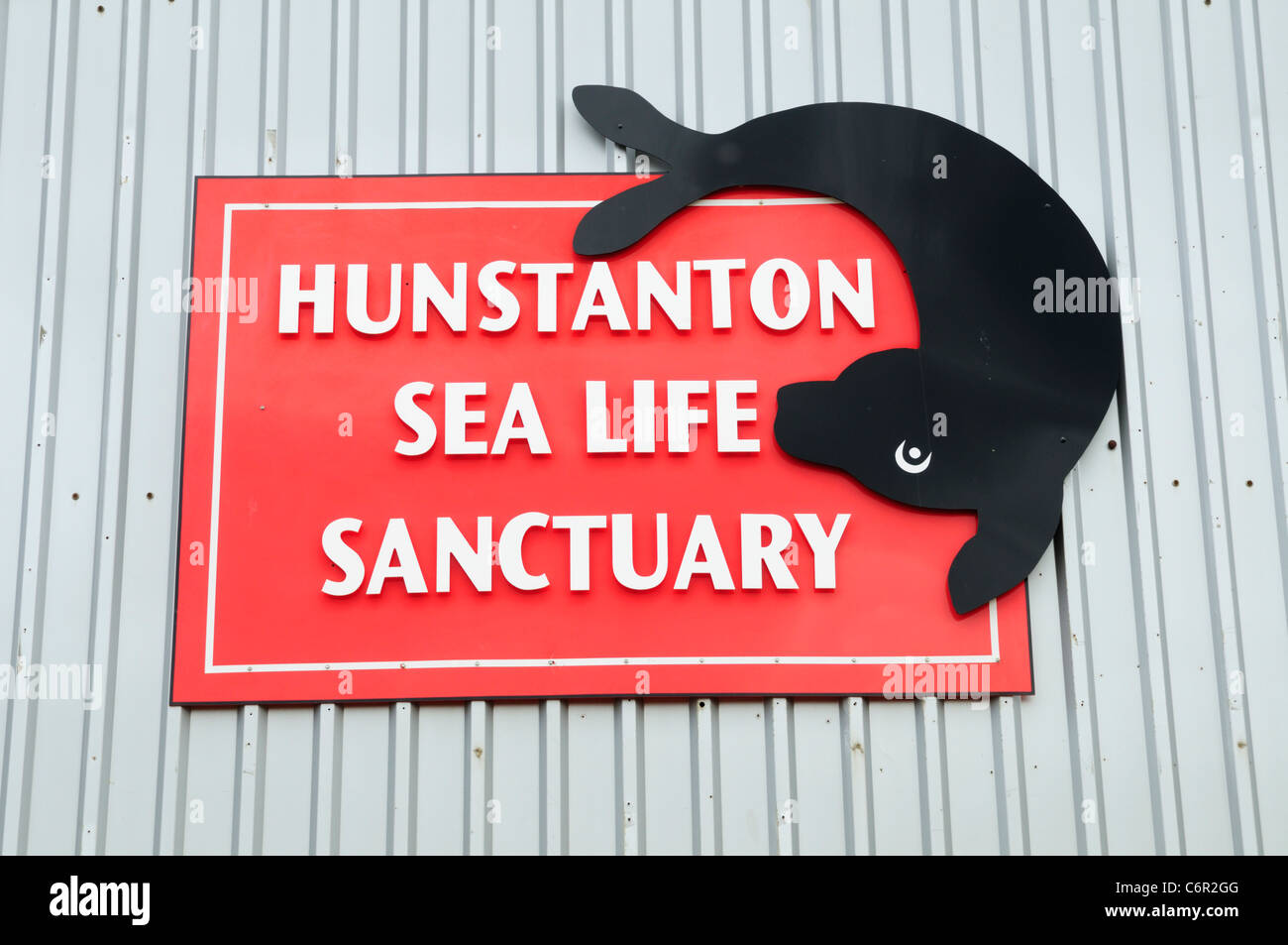 Hunstanton Sea Life Sanctuary Sign, Norfolk Stock Photo
