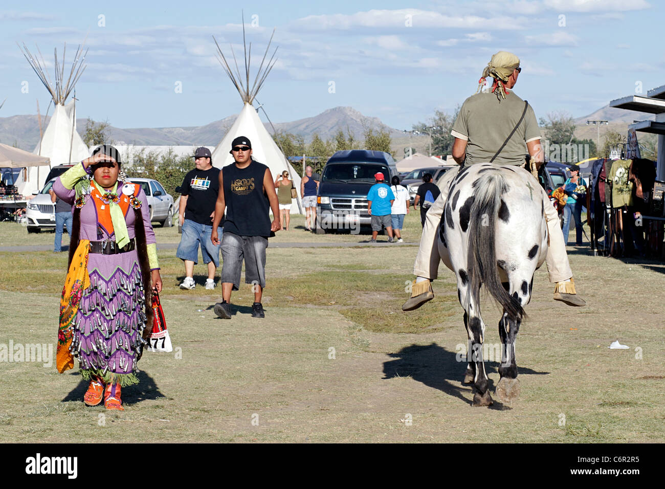 Native Americans at the annual Shoshone-Bannock Festival held in Fort Hall, Idaho. Stock Photo