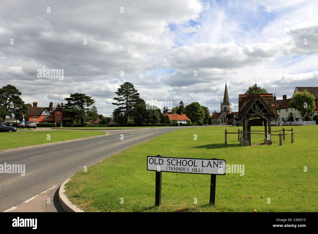 The green at Brockham, a pretty village near Dorking, Surrey England UK