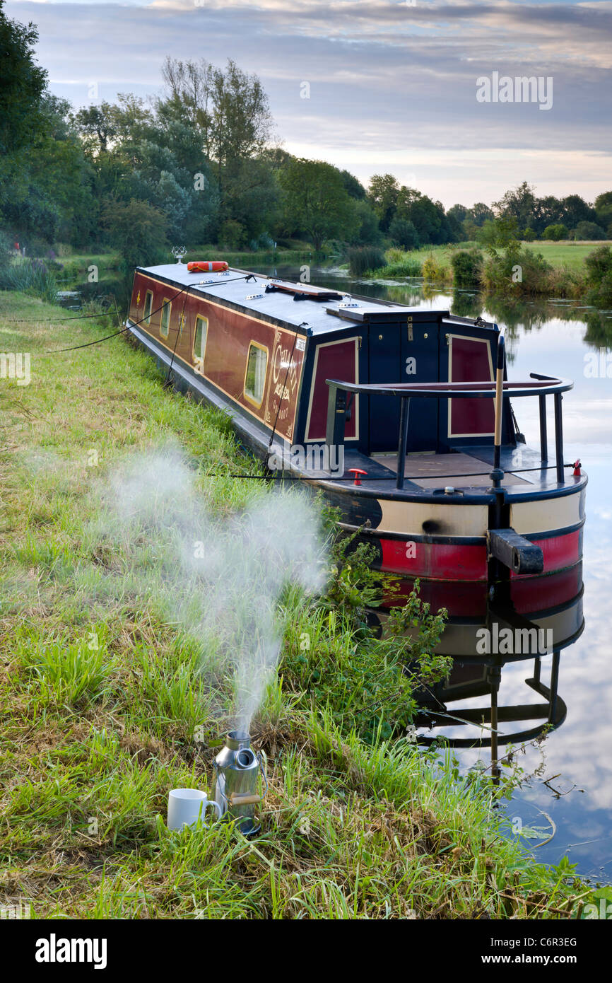 Narrowboat on the Great Ouse Stock Photo