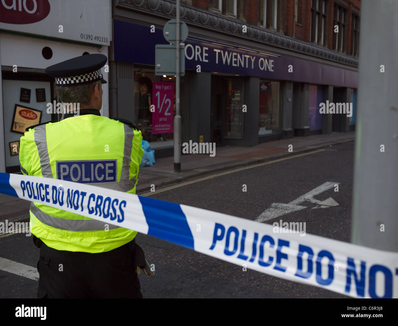 Police Cordon, Exeter, Devon Stock Photo Alamy