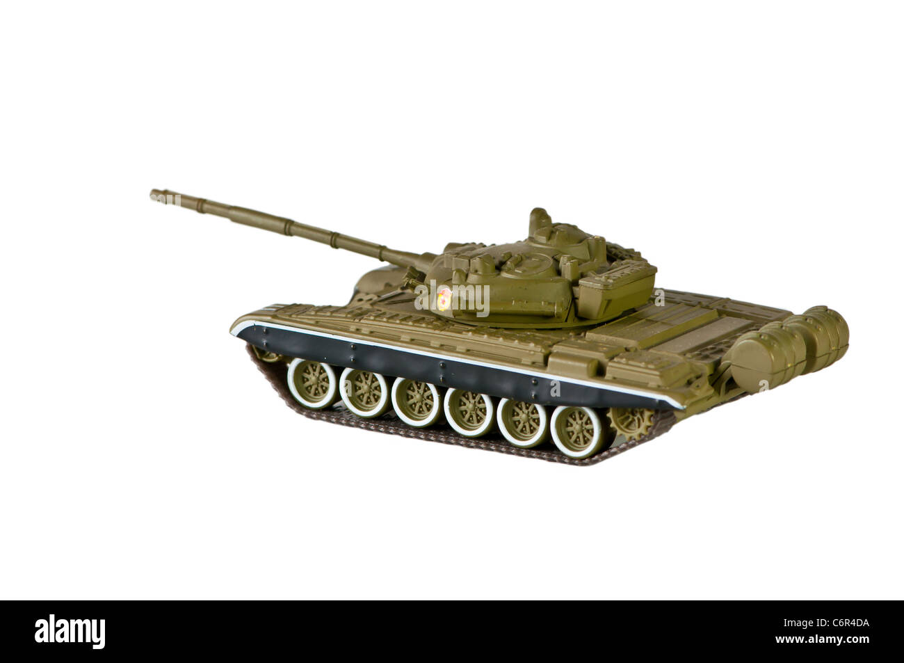 Green tank isolated on white. Military, combat vehicle. Soviet tank ...