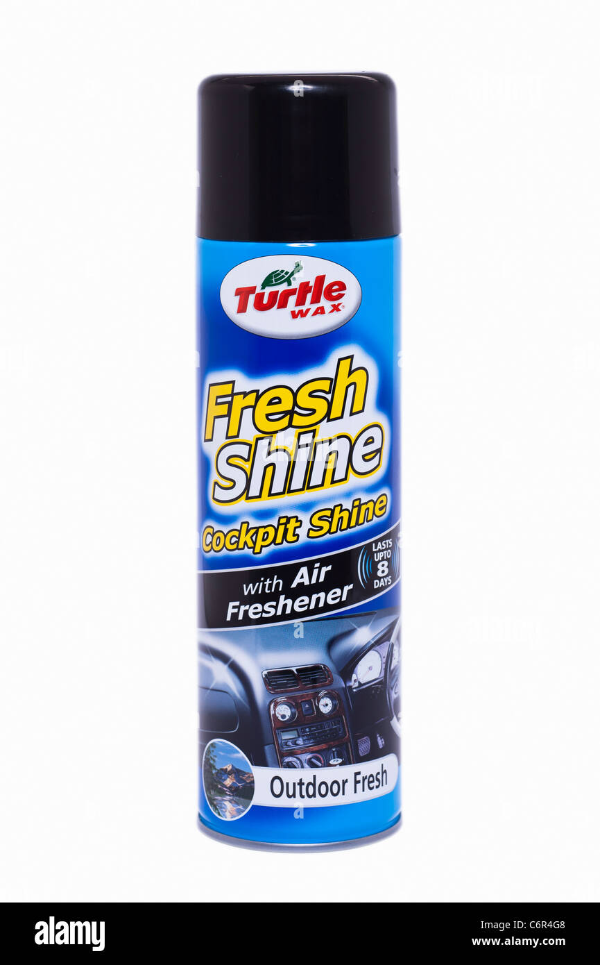 A can of Turtle wax fresh cockpit shine for cleaning car interiors on a white background Stock Photo