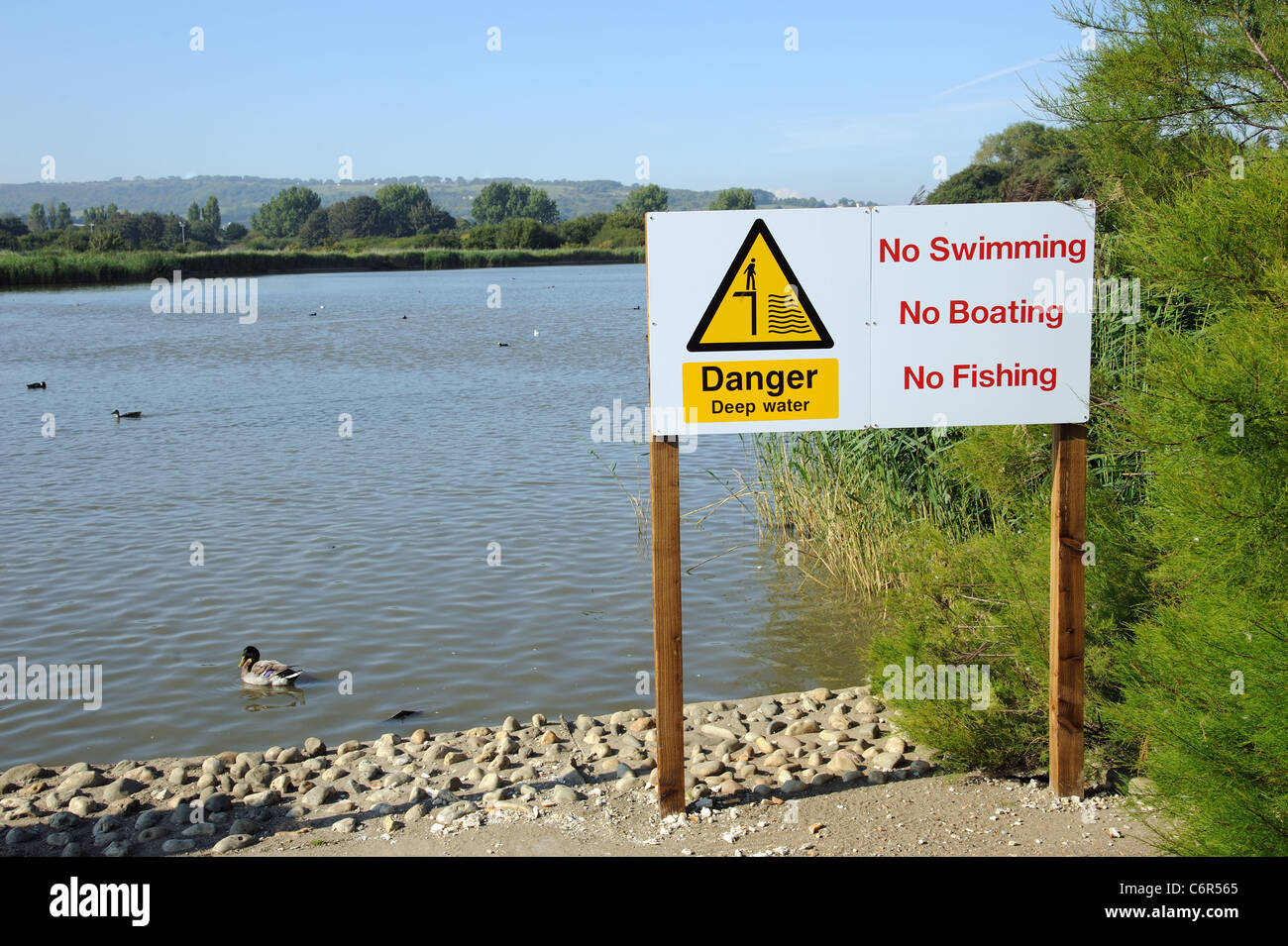 Danger deep water sign Stock Photo