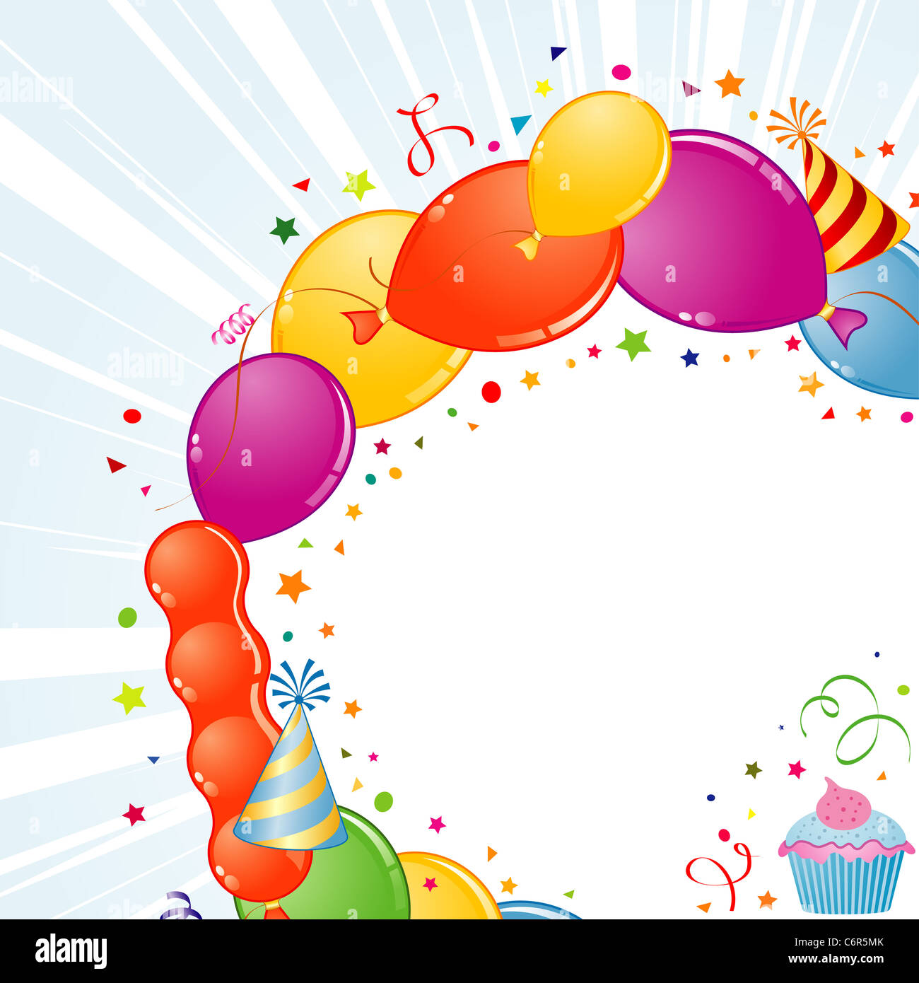 Birthday Frame with Balloon, Streamer and Party Hat, element for design,  vector illustration Stock Photo - Alamy