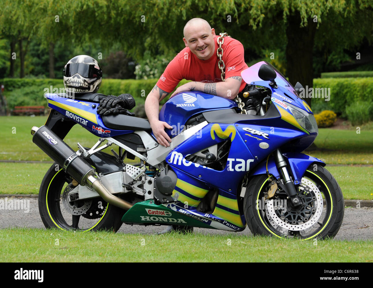 Dave Smith from Wolverhampton has been crowned 'Britain's biggest bike lover' and proved his passion riding over 100,000 miles Stock Photo