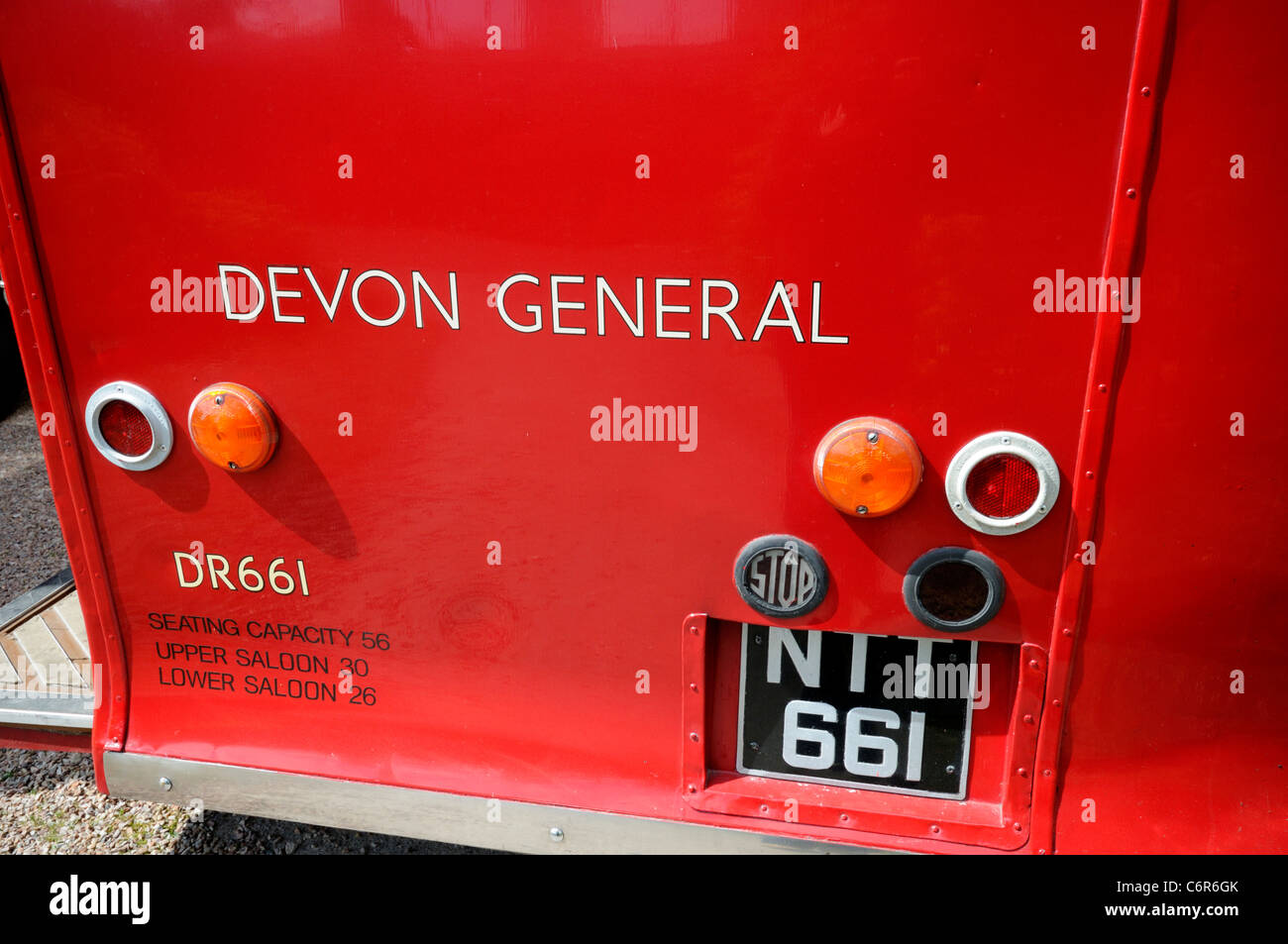 Classic Devon General Double Decker Bus on Display at Dawlish Warren in Devon Stock Photo