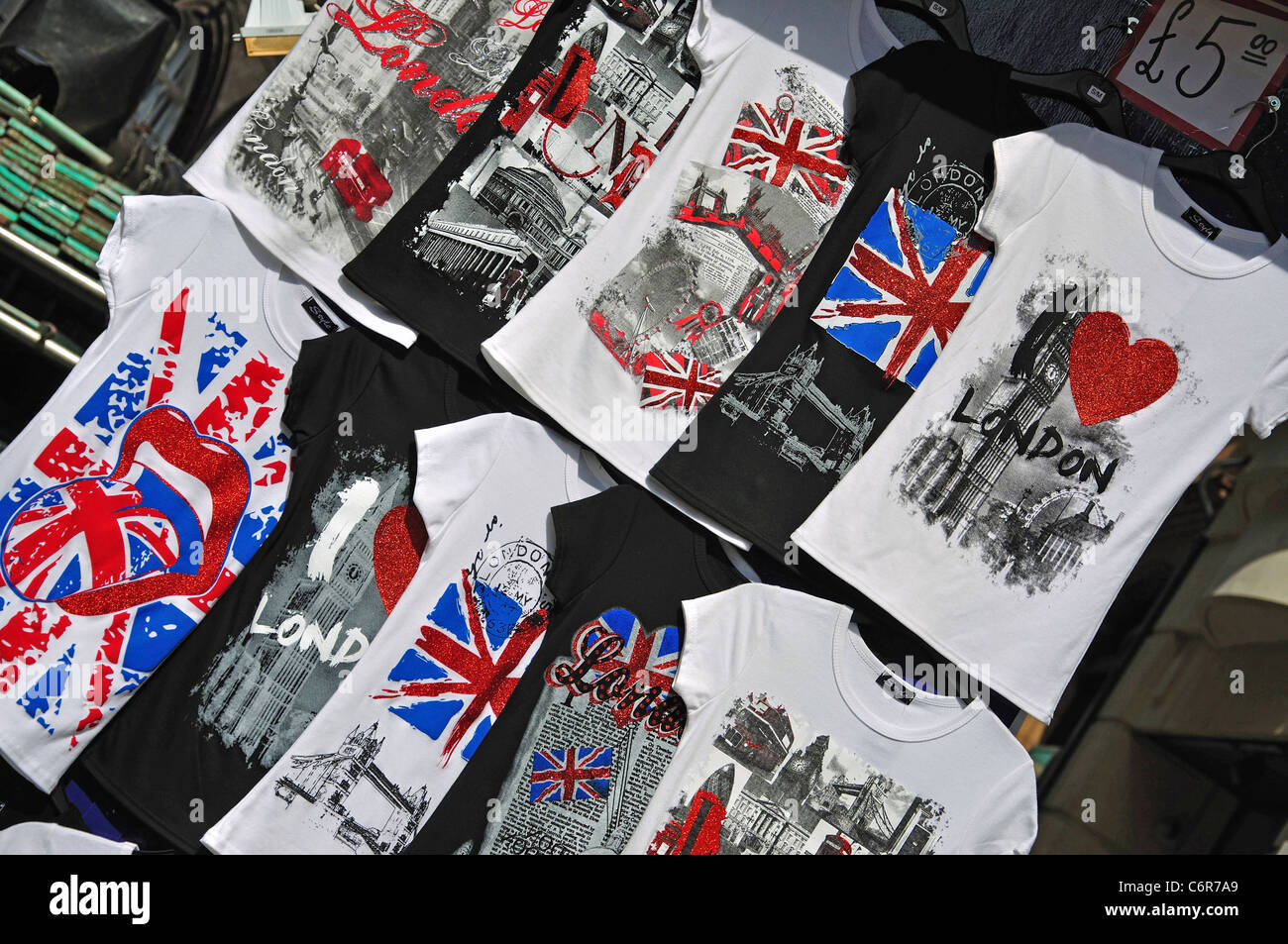 T-shirts for sale, Oxford Circus, West End, City of Westminster, London, Greater London, England, United Kingdom Stock Photo