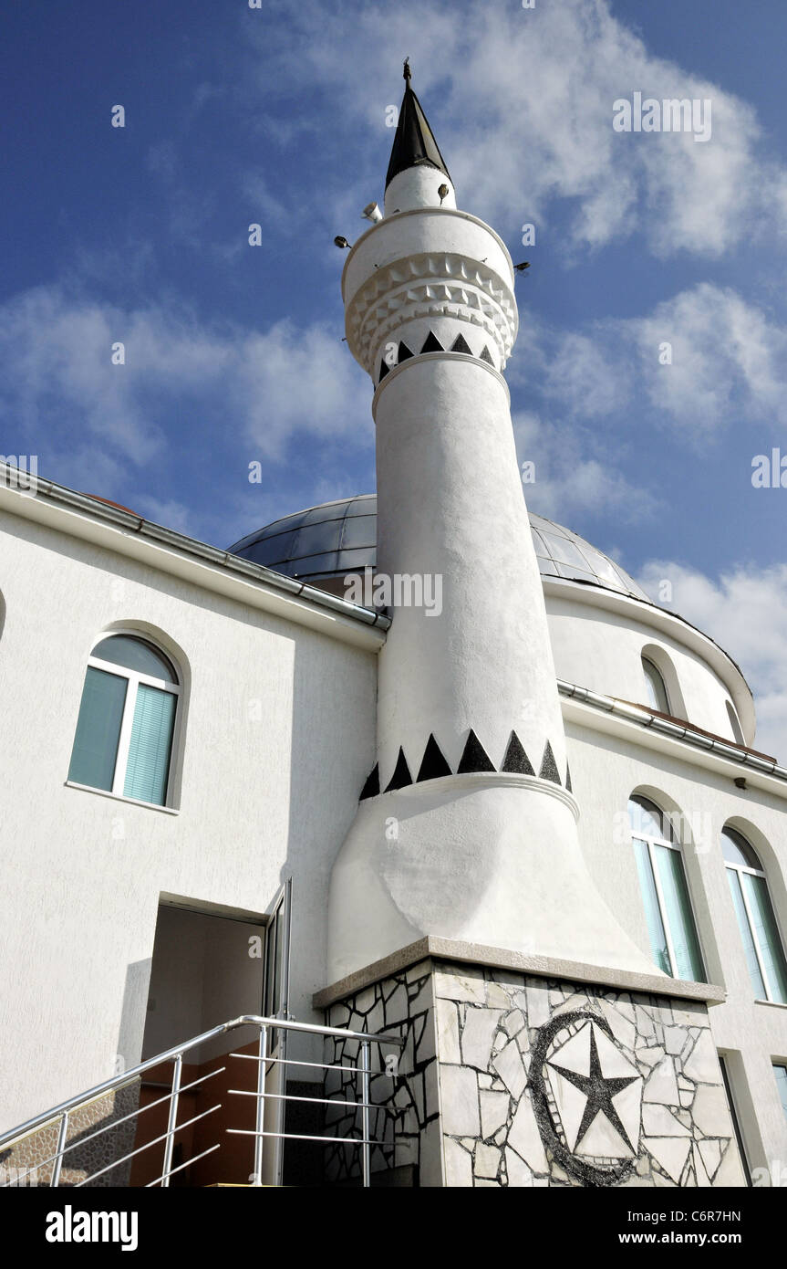 Minaret of new mosque in Europe Stock Photo