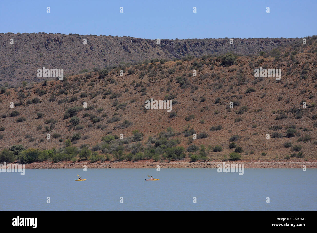 Kayakers on Van Der Kloof Dam Stock Photo Alamy