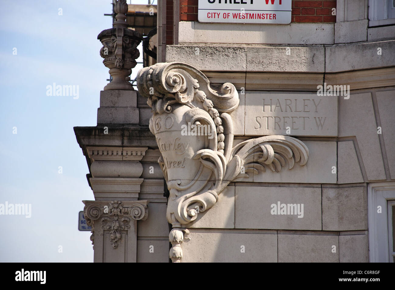 Ornate street sign, Harley Street, City of Westminster, London, Greater London, England, United Kingdom Stock Photo