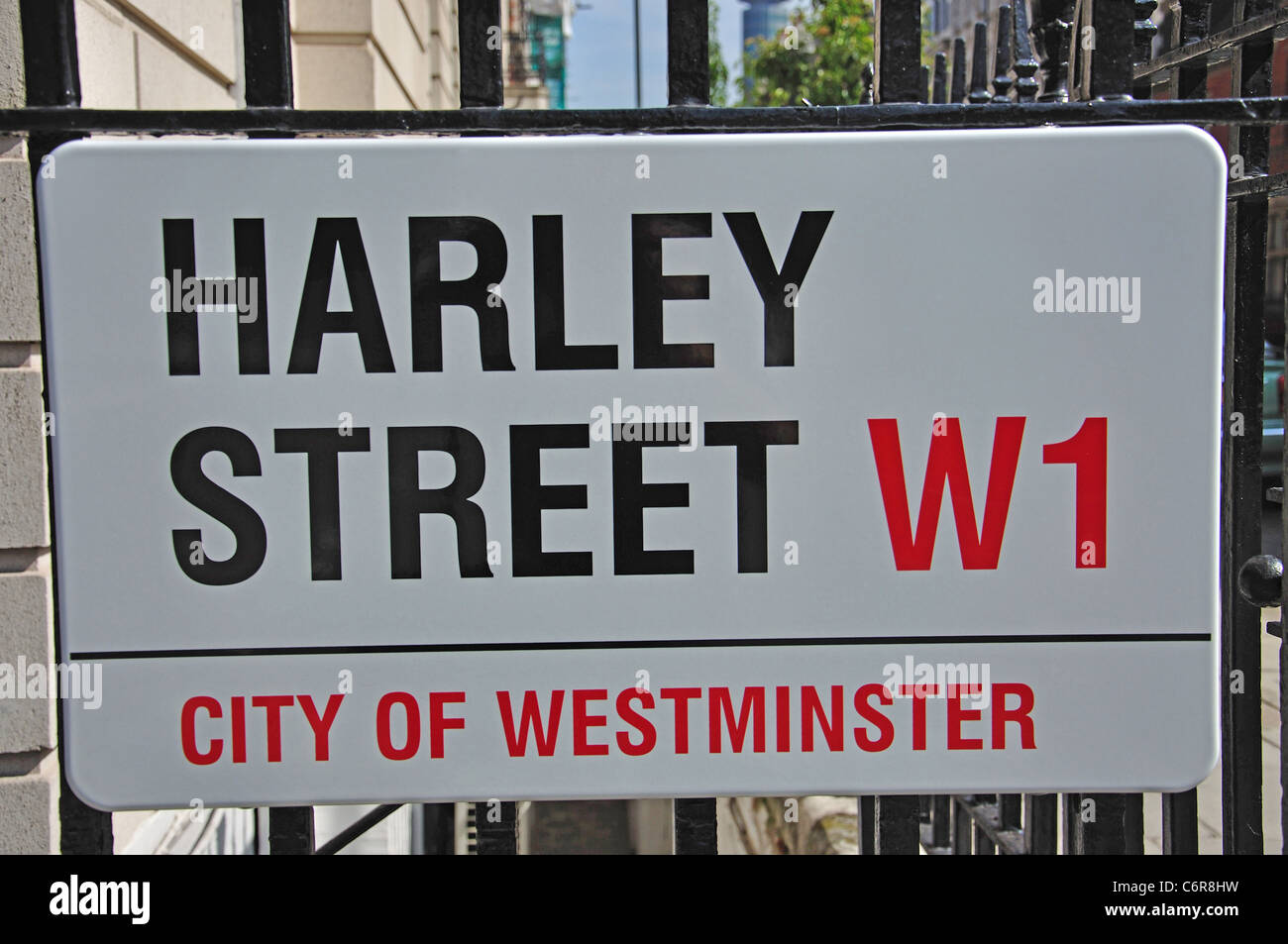 Street sign, Harley Street, City of Westminster, London, Greater London, England, United Kingdom Stock Photo