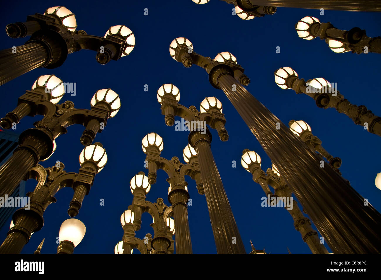 Urban Light Installation at Los Angeles County Museum of Art Stock Photo