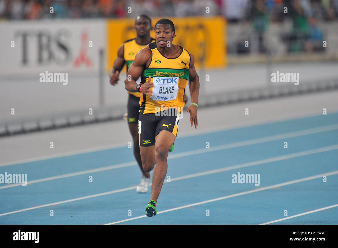 Yohan Blake (JAM) performing for the 13th IAAF World Championships in Athletics. Stock Photo