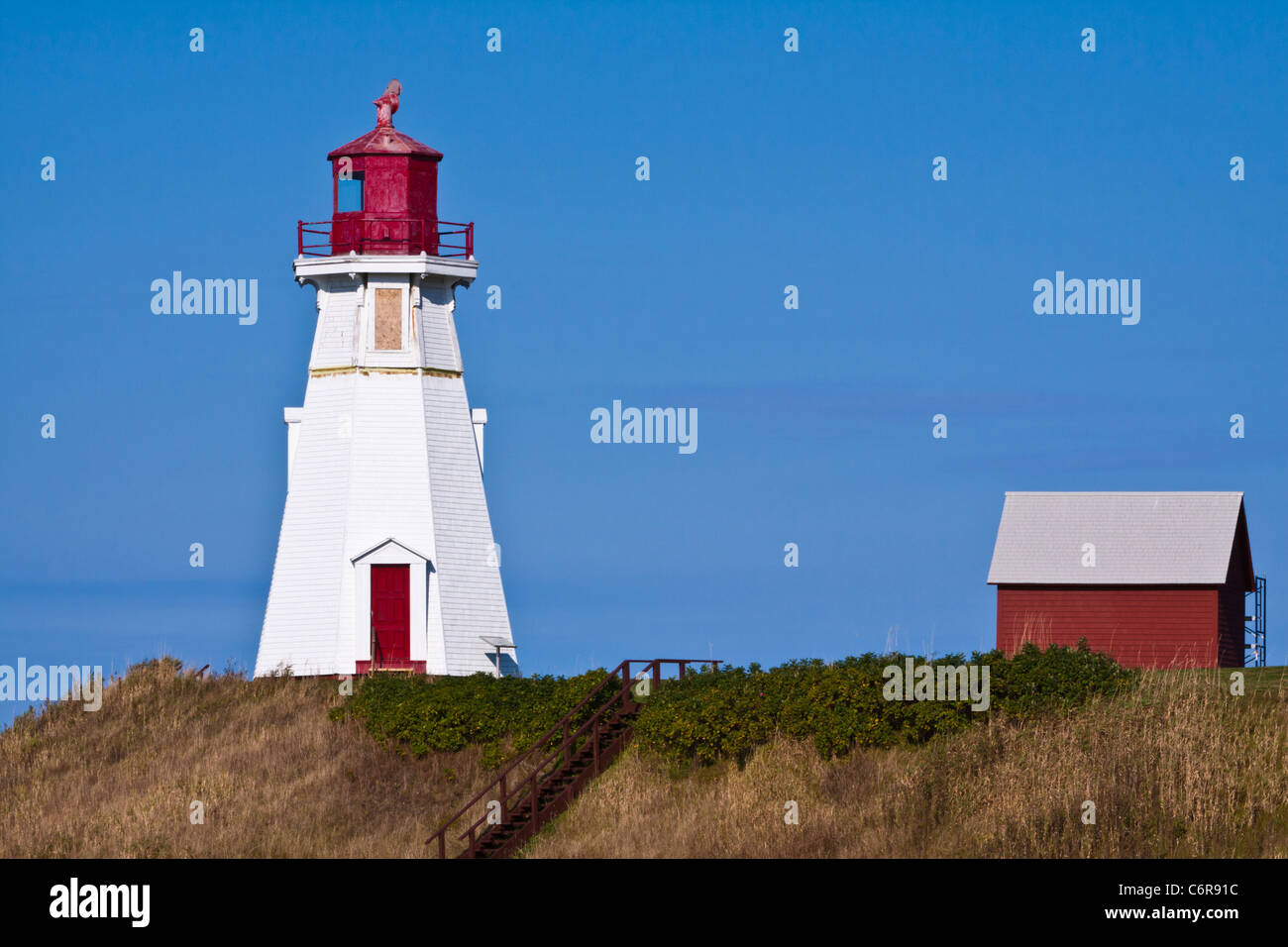 Mulholland Point Lighthouse on Campobello Island, New Brunswick, Canada. Stock Photo