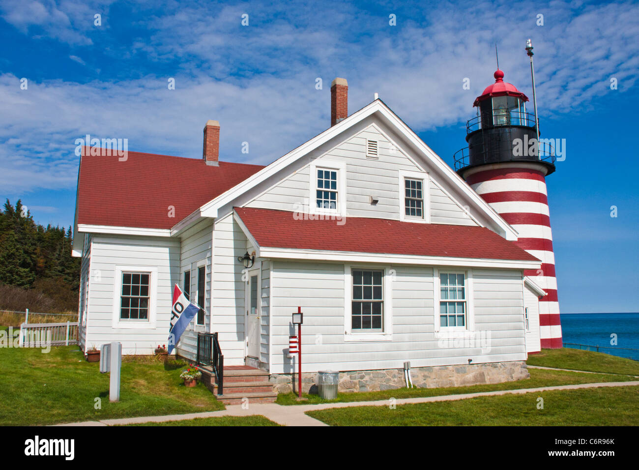 West Quoddy Head Lighthouse at Lubec, Maine. Stock Photo