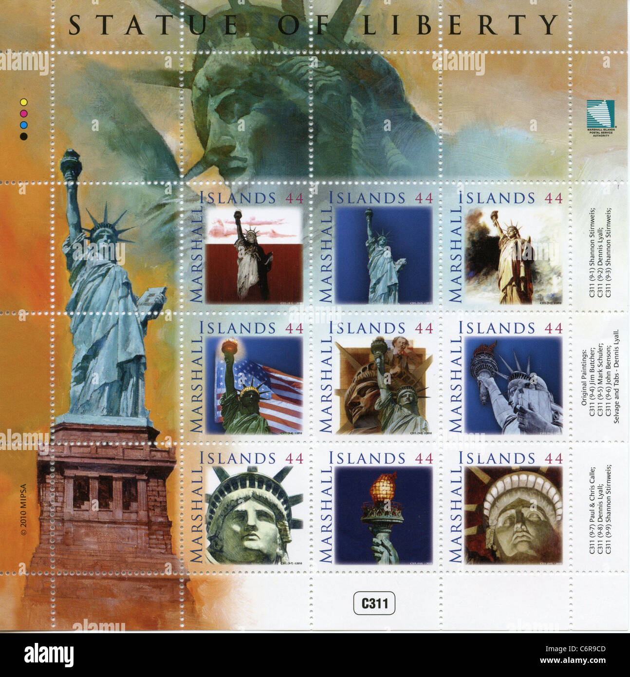 Marshall Islands postage stamps - Statue of Liberty Stock Photo