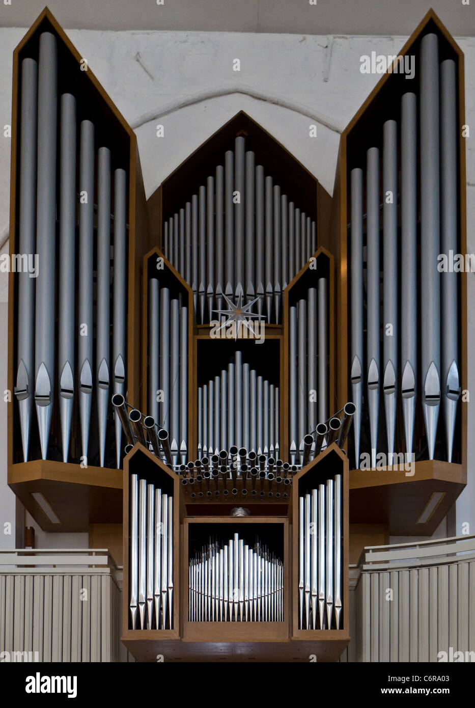 Organ by Kleucker (1965) at the Nikolaikirche (St. Nicholas' Church) in Kiel, Germany Stock Photo