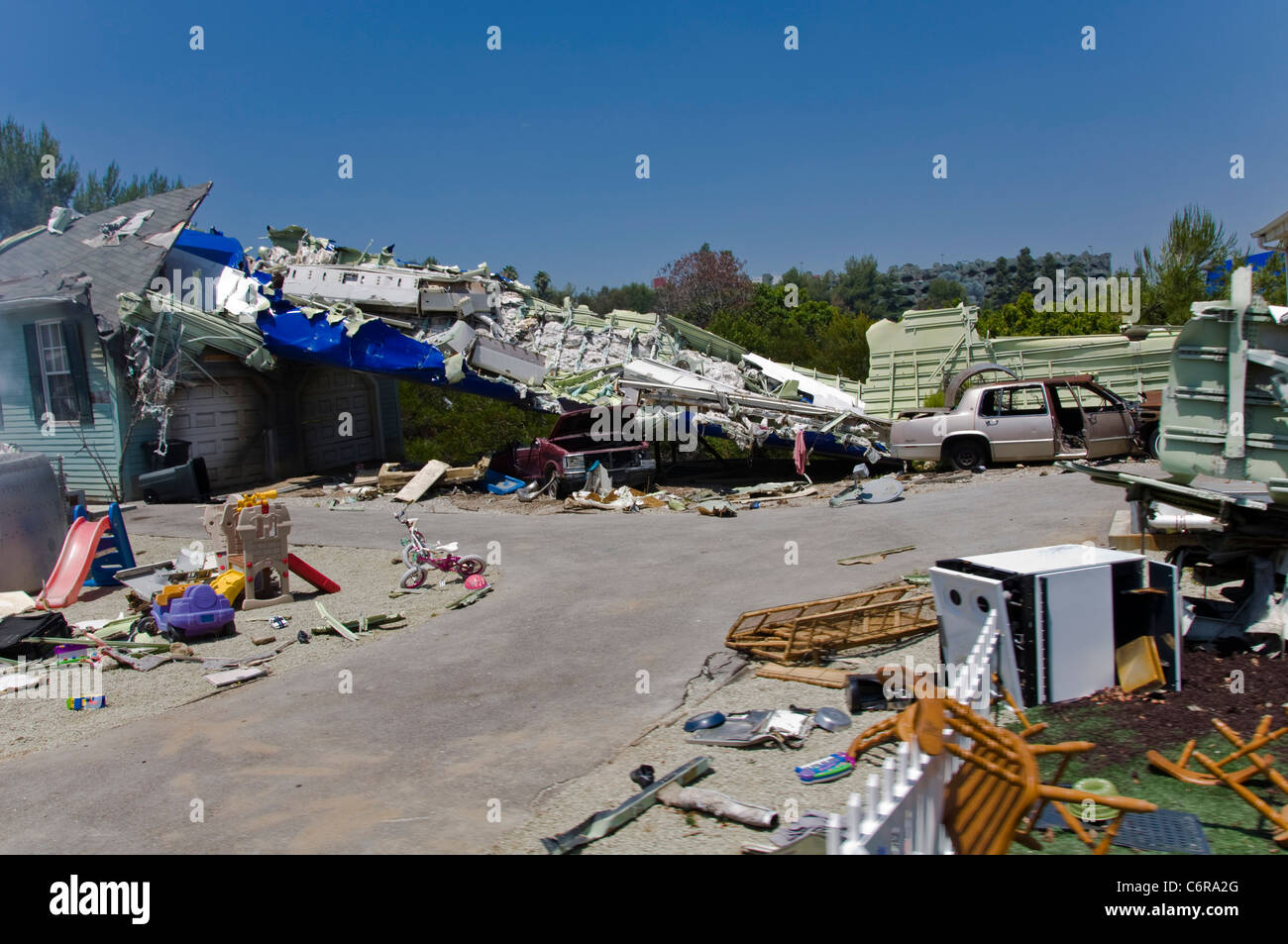 Plane Crash Scene at Universal Studios in Los Angeles Stock Photo Alamy