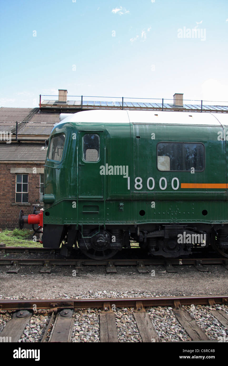 Cab & Number of former Great Western Experimental Gas Turbine loco 18000 at the Great Western Society, Didcot on 24/8/2011 Stock Photo
