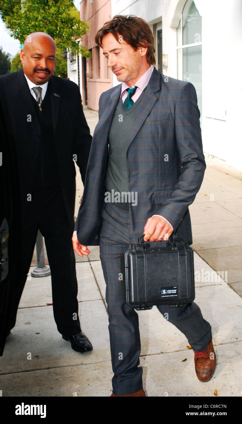 Robert Downey Jr Leaving Byron And Tracey Hair Salon In Beverly