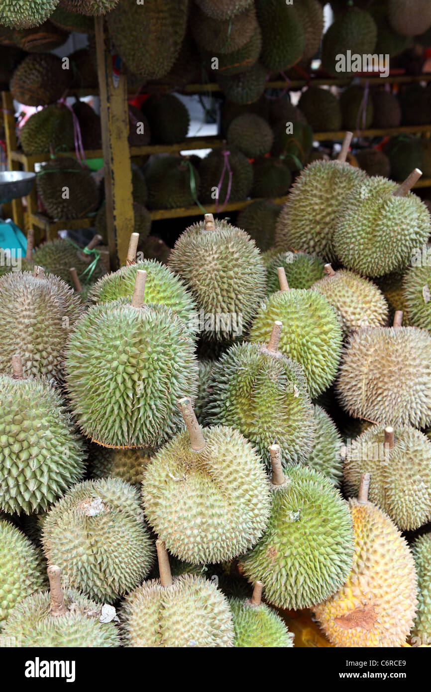 Durian fruit for sale on fruit stand in Bukit bintang Stock Photo Alamy
