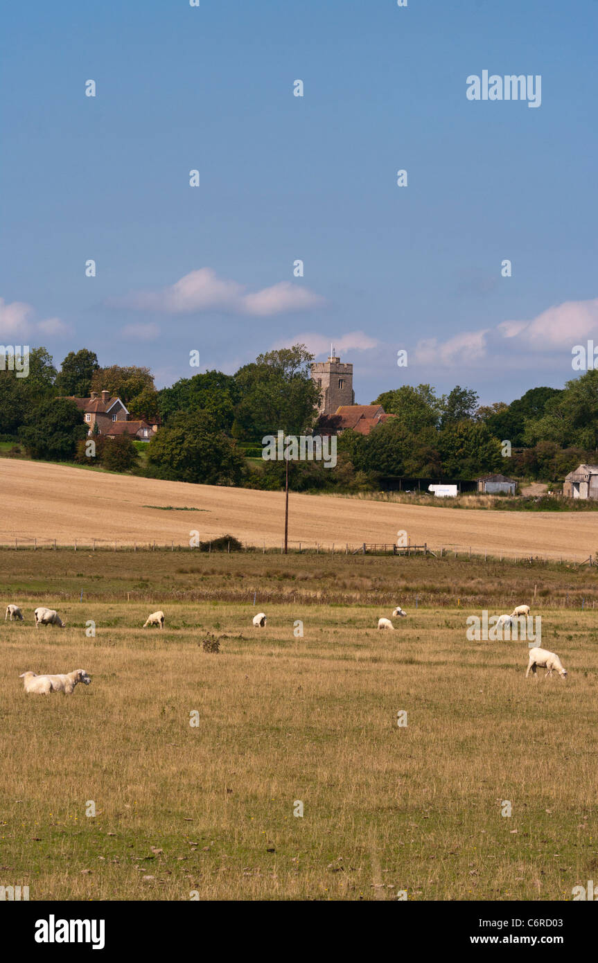 Stone In Oxney Parish Church As Seen Across The Kent Countryside UK Stock Photo