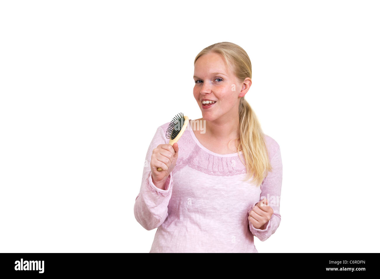 Singing hairbrush woman hi-res stock photography and images - Alamy