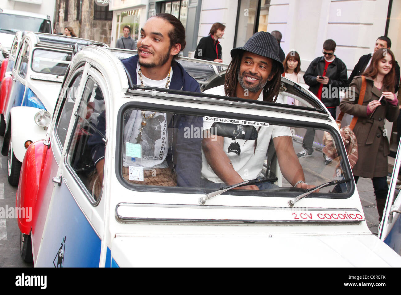Yannick Noah and his son Joakim Noah attend the opening of 'Coq Sportif'  store Paris, France - 02.06.10 Stock Photo - Alamy
