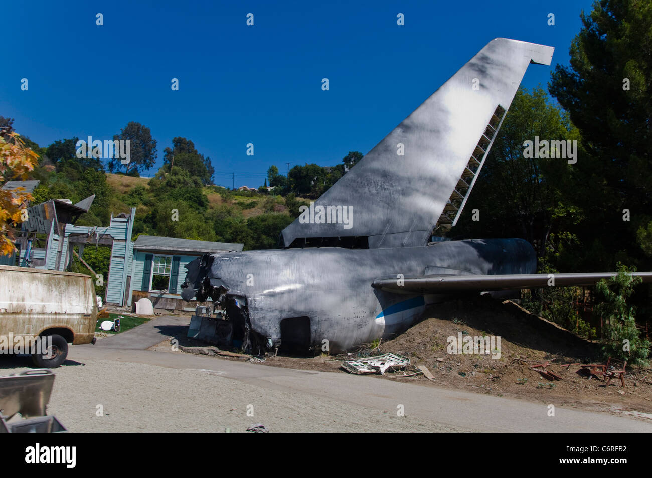Plane Crash Scene at Universal Studios in Los Angeles Stock Photo Alamy