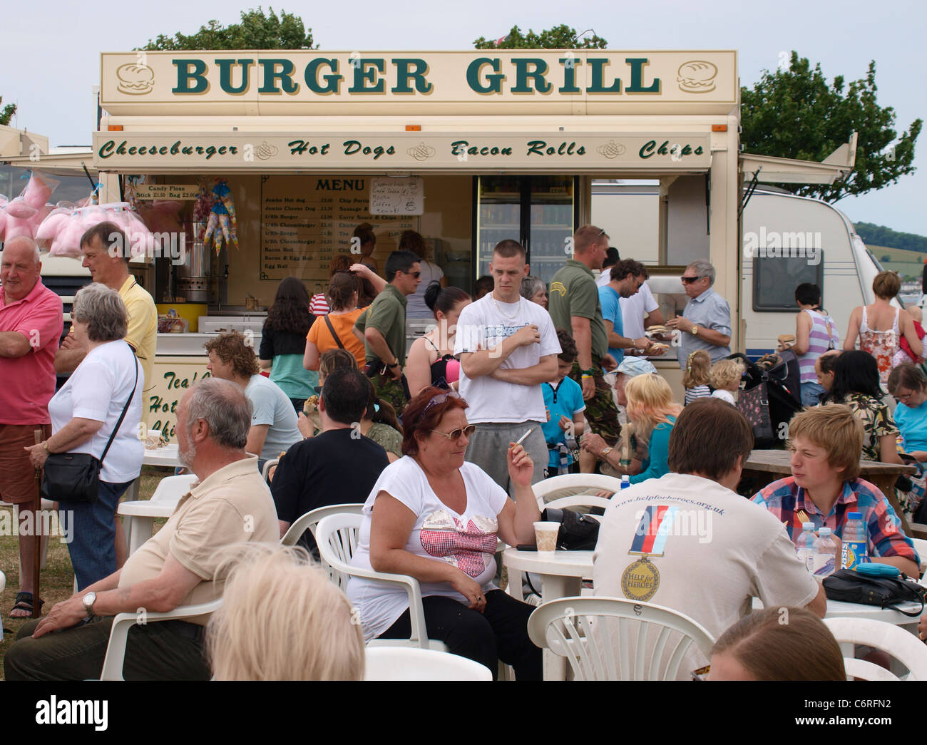 Burger van at a festival, UK Stock Photo Alamy