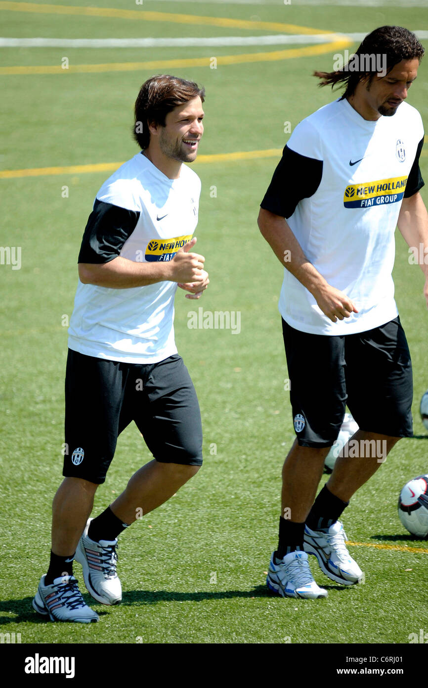 Diego Ribas da Cunha and Amauri Carvalho de Oliveira (R) Juventus training for the Toronto Soccer Showcase - Juventus v. AC Stock Photo