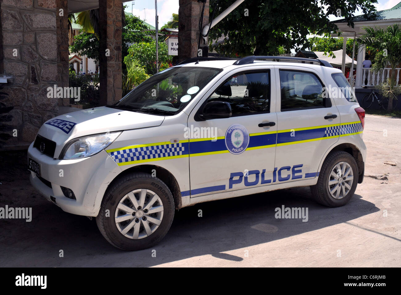 Police car, Seychelles. Stock Photo