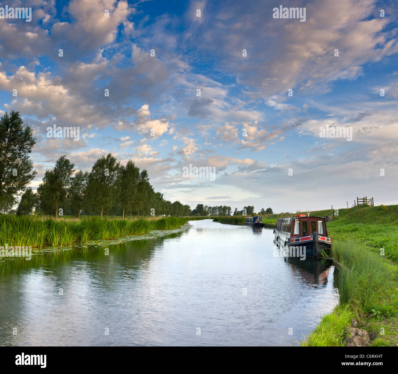 Narrowboat on the Great Ouse Stock Photo