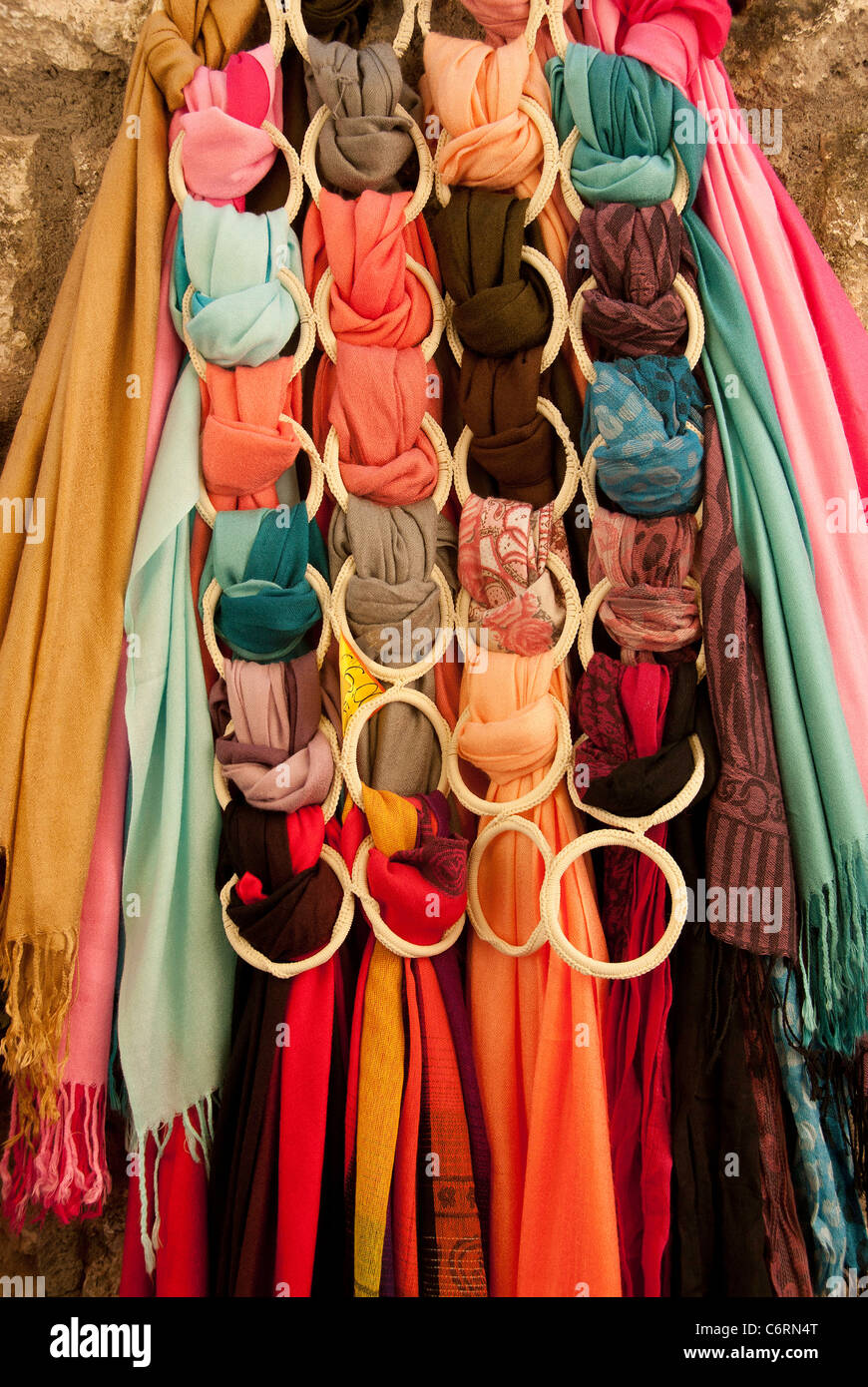 Ladies scarfs for sale in sorrento Stock Photo