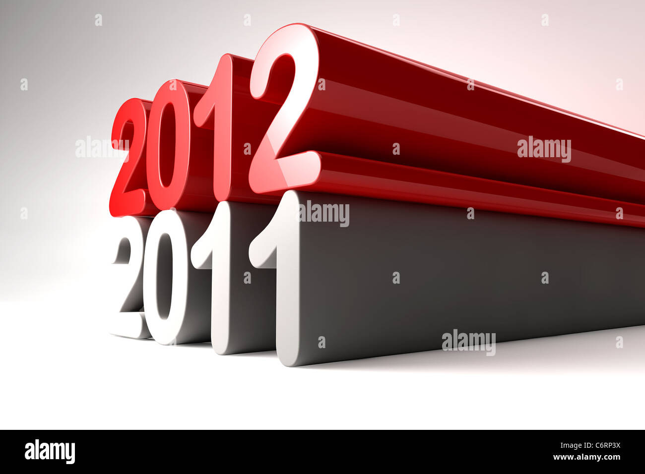 New year 2012 stands on old year 2011 Stock Photo