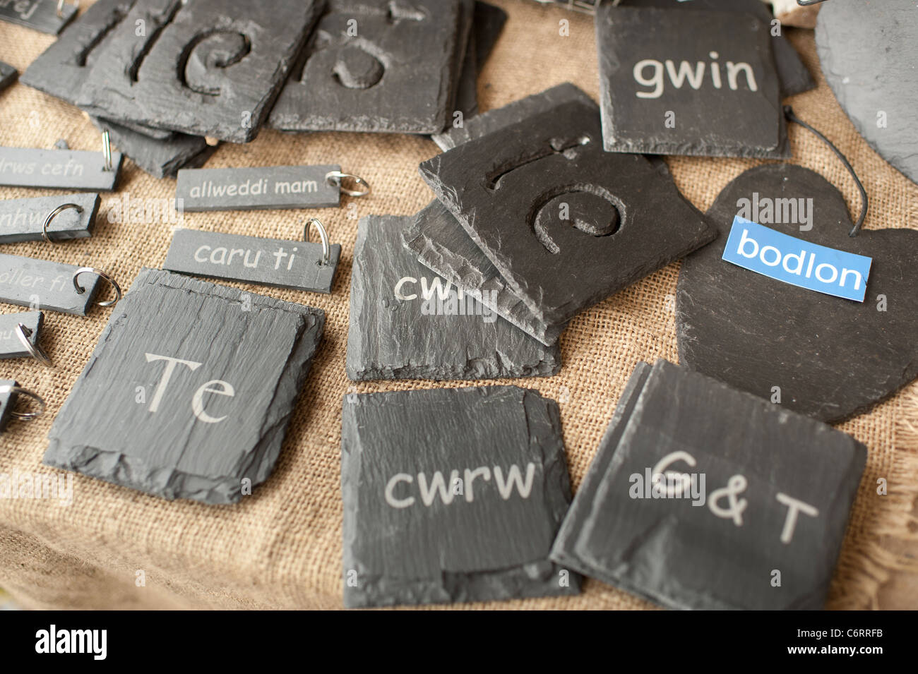 Welsh language slate items on sale at National Eisteddfod Wales