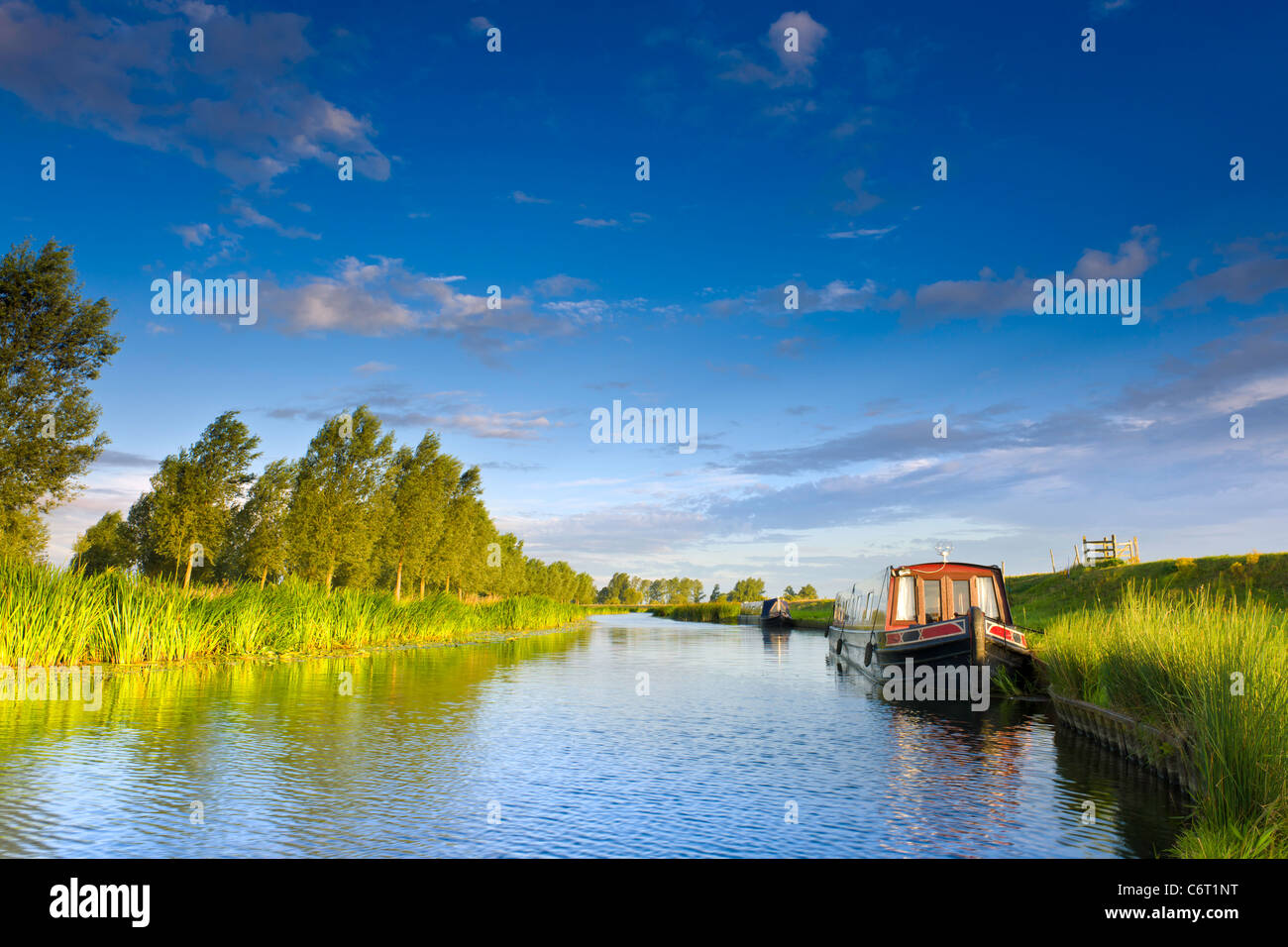 Narrowboat on the Great Ouse Stock Photo