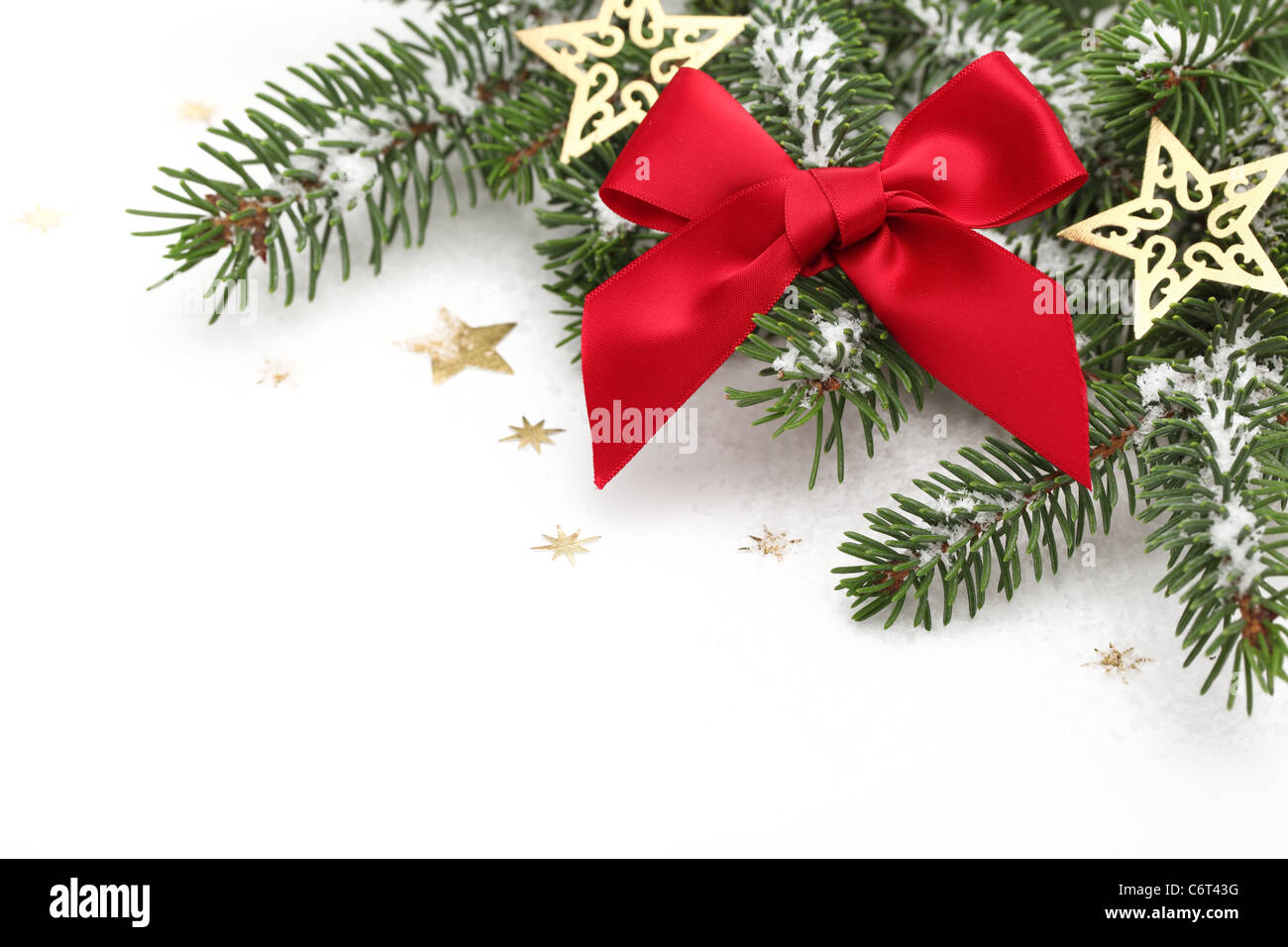 Closeup of Christmas Ornaments on White. Stock Photo