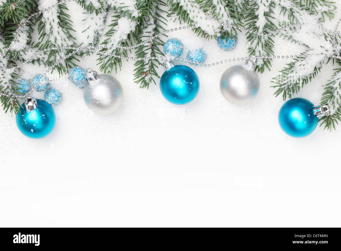 Christmas ornaments in the snowflakes. Stock Photo