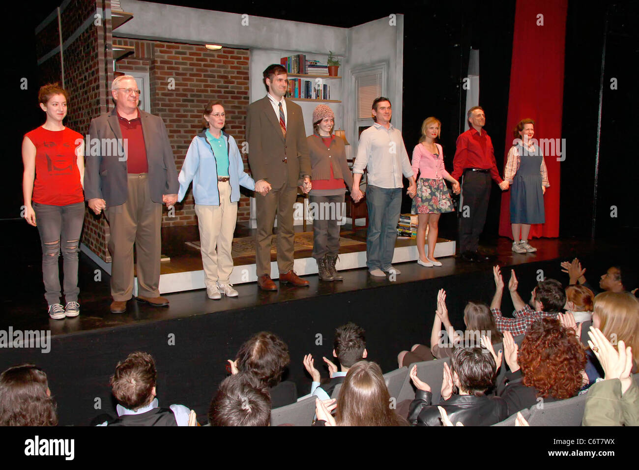 Jessy Hodges, Guy Boyd, Susan Blommaert, Connor Barrett, Phoebe Strole, Billy Crudup, Halley Wegryn Gross, David Greenspan, and Stock Photo