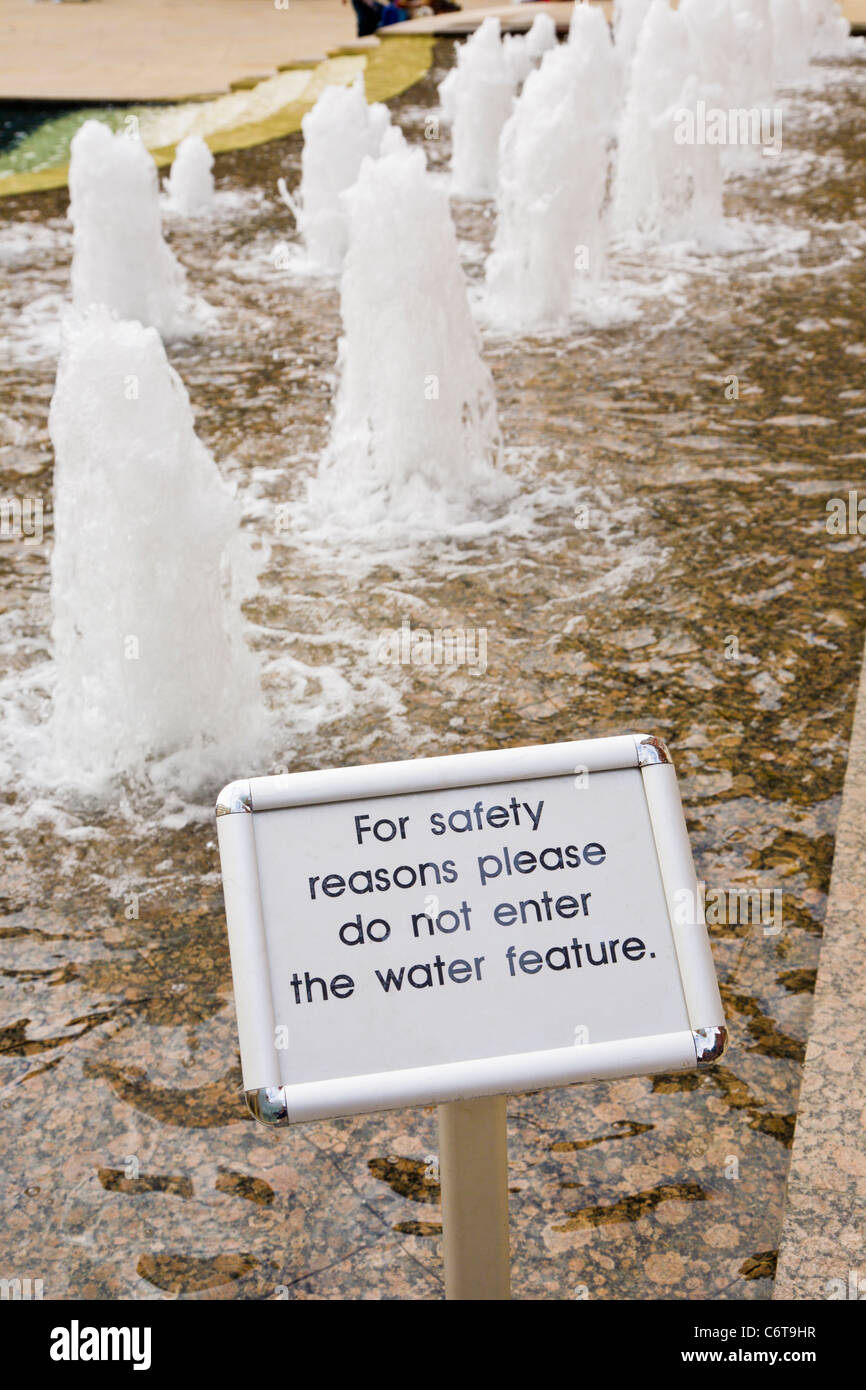 Health and Safety sign, water, fountain Stock Photo