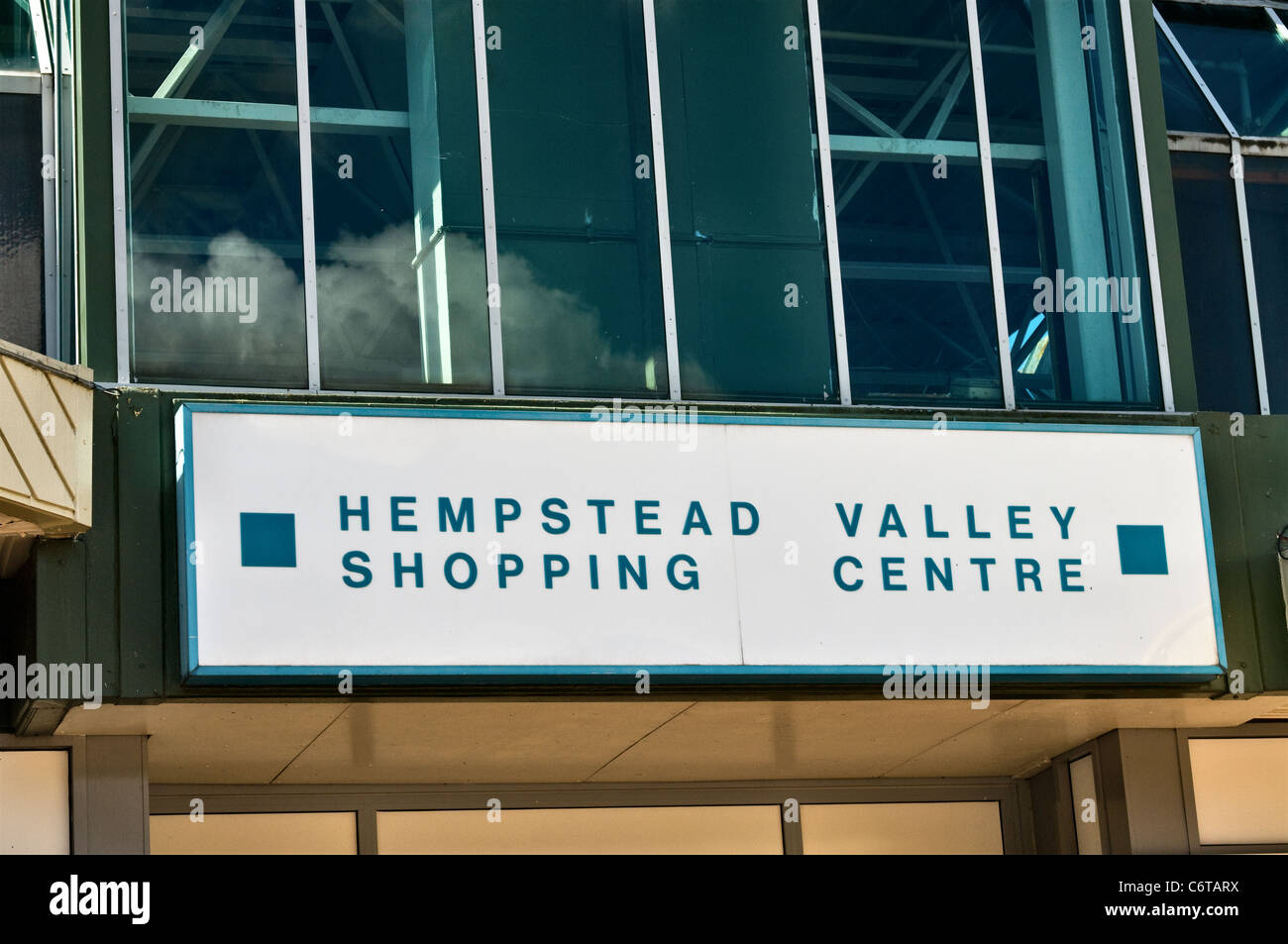 Hempstead Vally Shopping Centre sign and entrance, Gillingham, Kent England Stock Photo